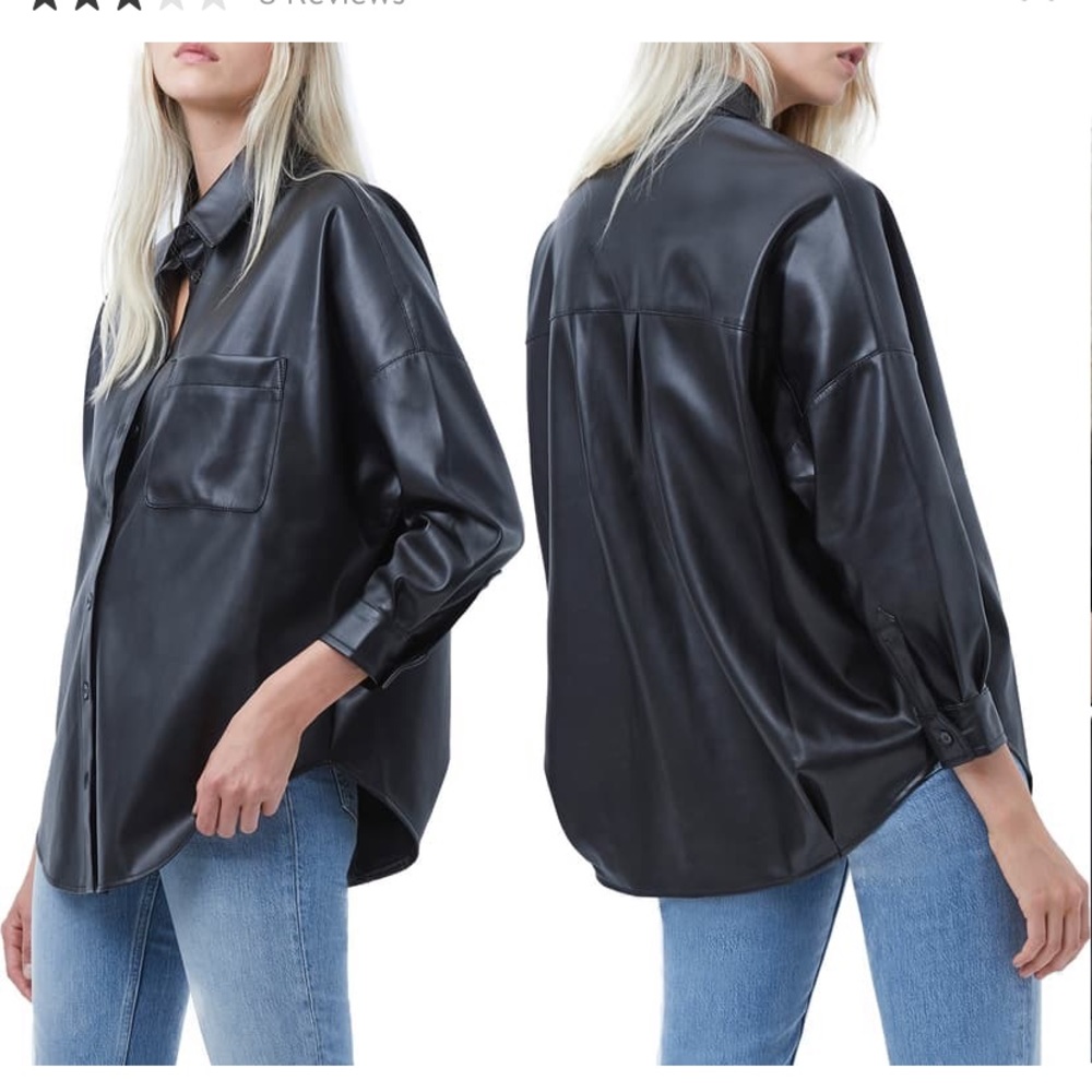 French Connection Leather Button Up Shirt